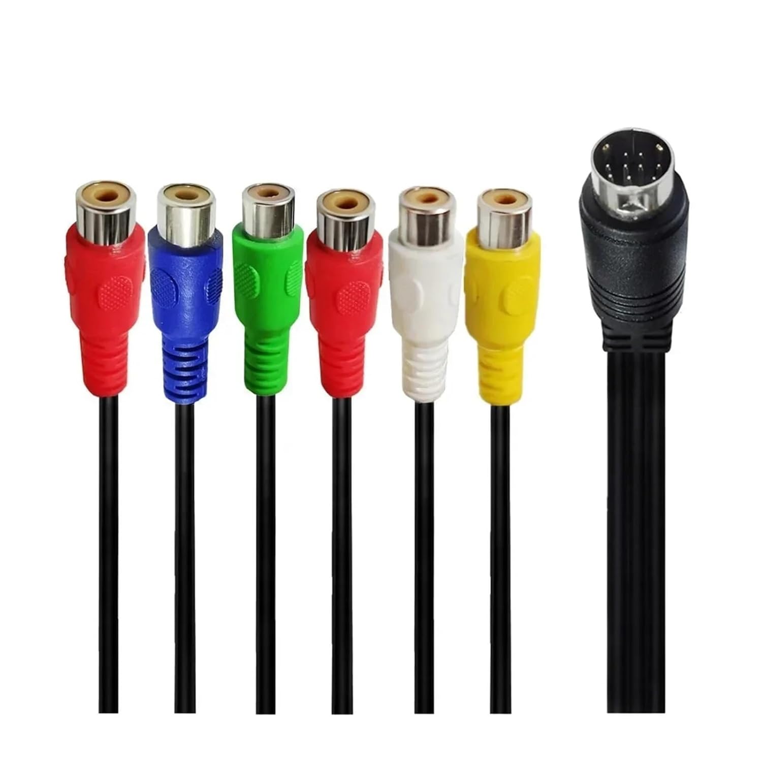 10 Pin and Video DIN Cord S-Video 10Pin Male to 6RCA Female - RGB Component and Composite 30cm