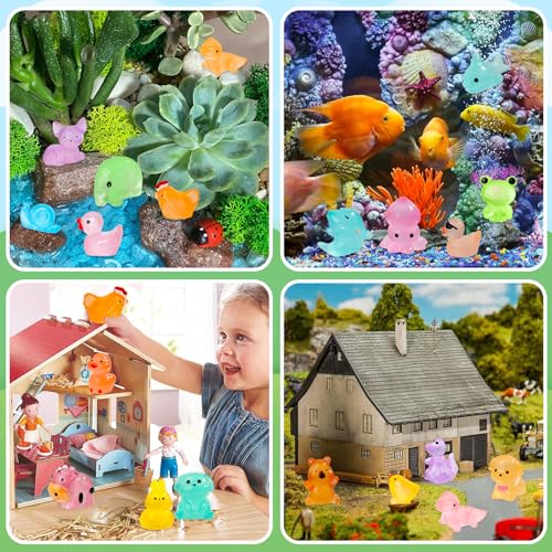 180pcs Luminous Mini Resin Animals Colorful Tiny Small Little Glow in the Dark Mini Resin Figures to Hide Miniature Animal Figurines for DIY Dollhouse Micro Garden Landscape Aquarium Decor Gift Crafts by ywevyezc - Image 6