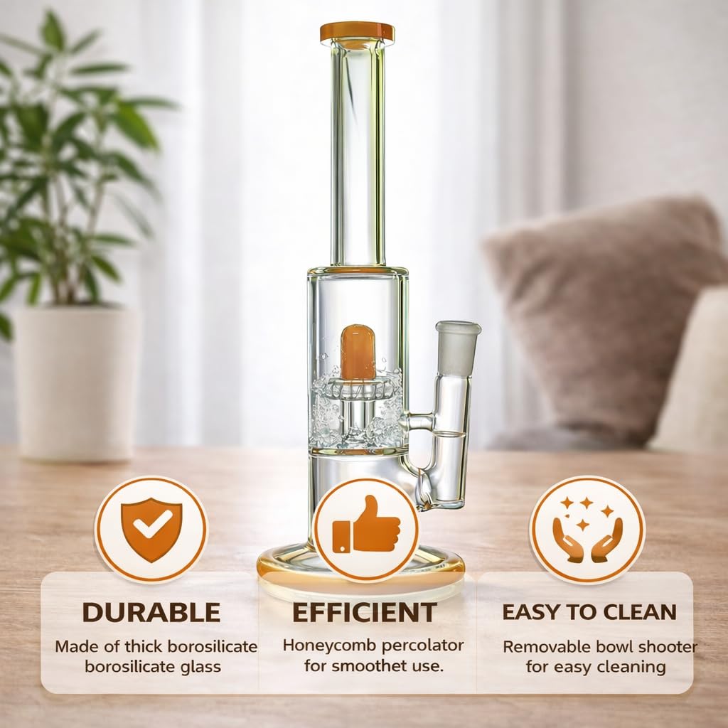 OutonTrip 10 Inch Clear Glass Water Tool with UFO Percolator, Removable 14.4 mm Glass Shooter 1