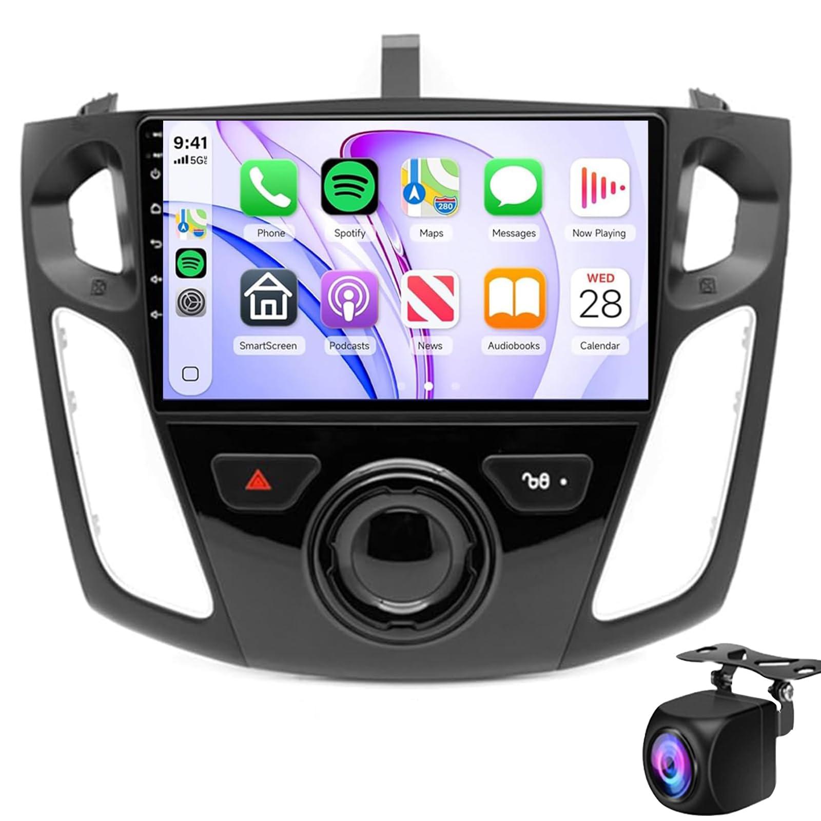 For Ford Focus 2012-2018 Car Stereo With Carplay Android Auto Android Car Stereo, 9 Inch Touch Screen Car Radio With GPS Navigation Bluetooth FM/RDS/EQ WiFi Mirror Link + AHD Backup(Color:WIFI 1G+32G)