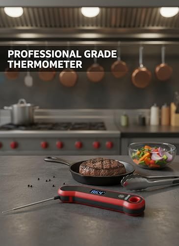 Miniatura 2 de Termómetro digital para carne, lectura instantánea, precisión de 0.5 F, LCD retroiluminado con rotación automática, termómetro impermeable IP67
