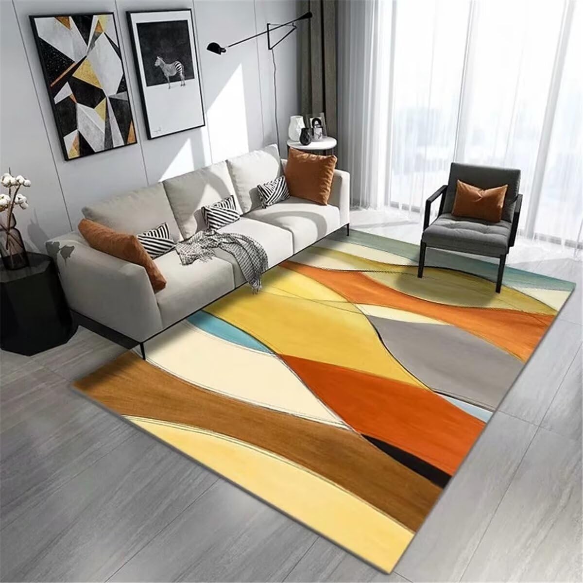 Tapis de chambre lavable au design géométrique pour couloir et enfant