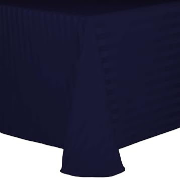 Ultimate Textile -2 Pack- Satin-Stripe 60 x 120-Inch Oval Tablecloth, Wedgewood Blue