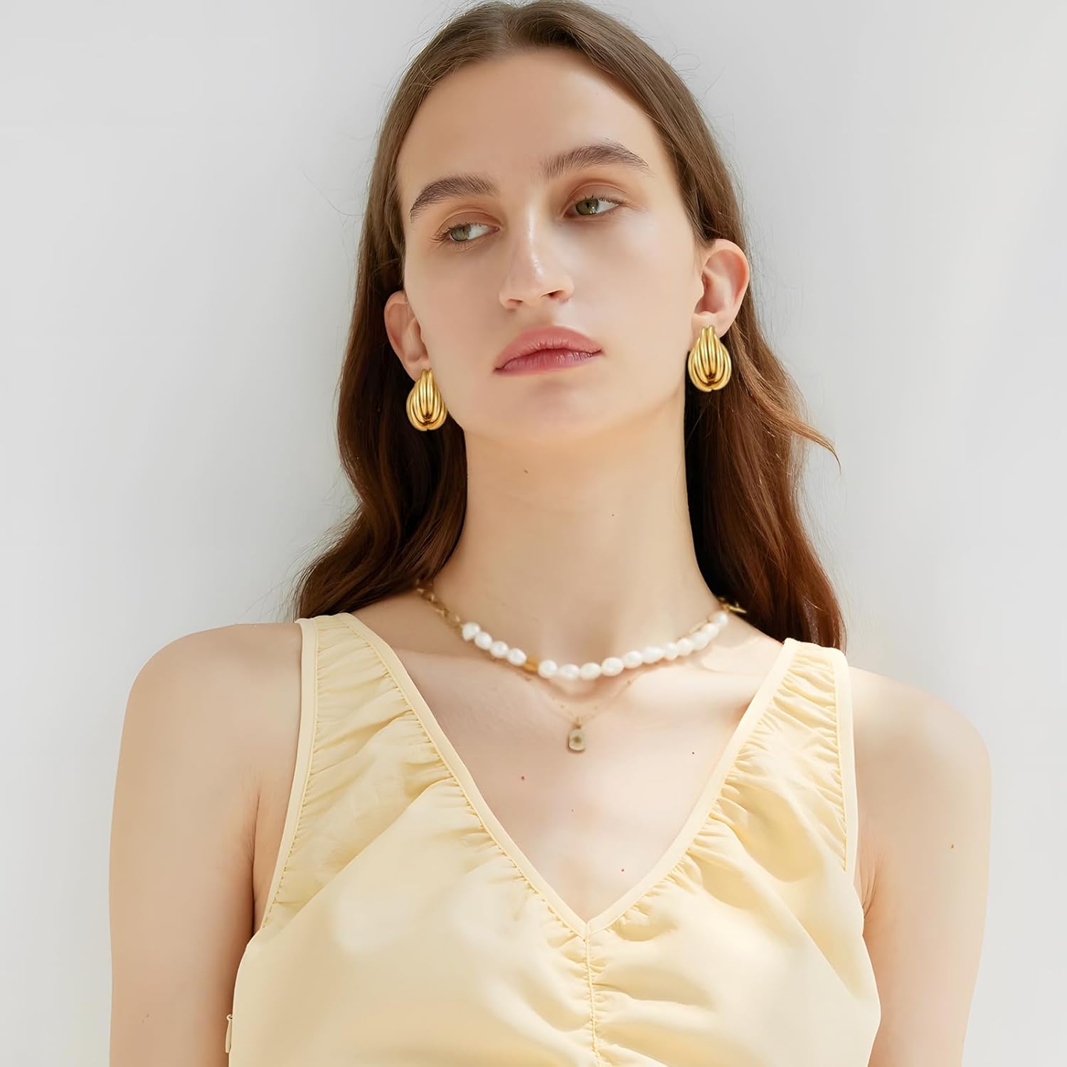 Gold Geometric Drop Dangle Earrings for Women Chunky Trendy Knot Stud Small Twisted Link Earring Jewelry Gift - Image 3