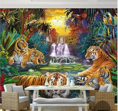 pdghsdkgjh Papel tapiz 3D con cascada de animales para sala de estar y dormitorio, 150 x 105 cm
