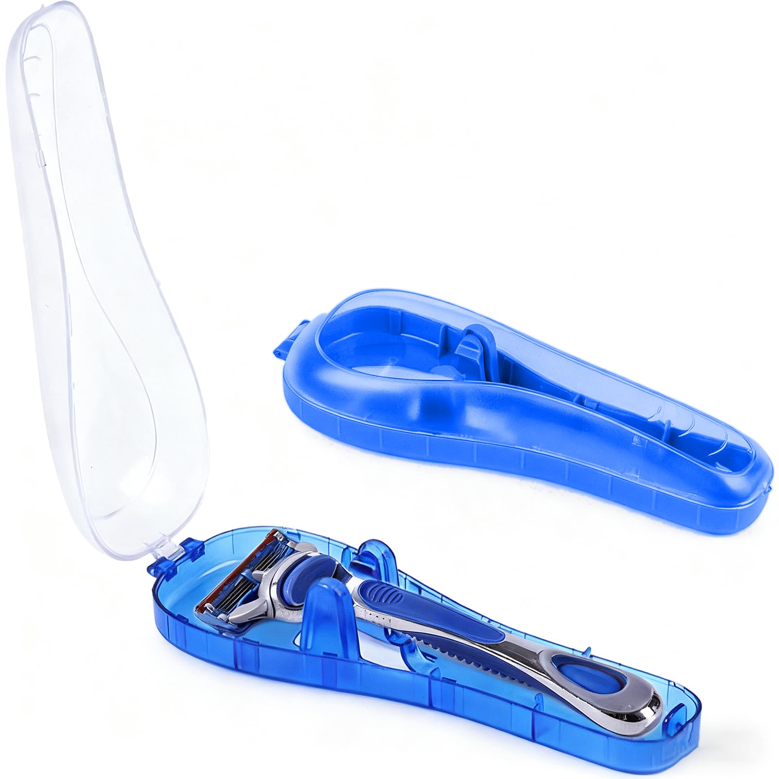 LinMei Razor Case Compatible with Gillette Fusion ProGlide Razors Manual Razor Trimmer Protector Men Razor Cover (Blue 2PCS)