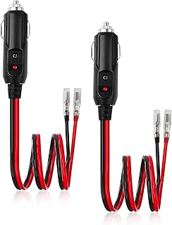 2PCS Fused Cigarette Lighter Male Plug, 12V 15A Car Cigar Plug Connector with Leads & LED Light, Heavy Duty 16 AWG Fused Socket Cord Power Supply Accessories for Vehicles