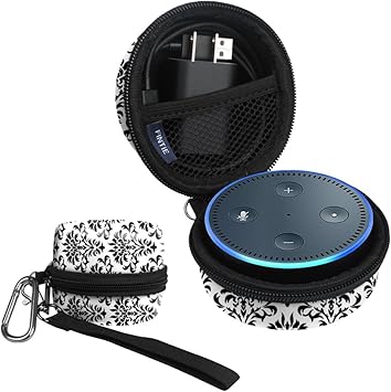 Fintie Protective Carrying Case for Amazon Echo Dot 2nd Generation - Shock Proof Eva Cover Zipper Portable Travel Bag Box (Fits USB Cable and Wall Charger) Versailles (SAAD035AD-US)