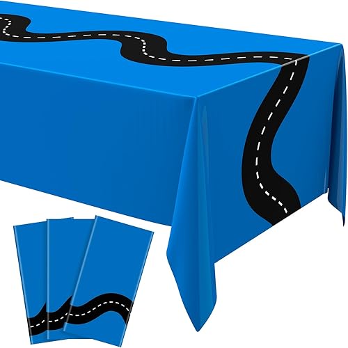 Miniatura 13 de Irenare 3 piezas de manteles de carreras para autos, suministros de fiesta de cumpleaños de autos, 54 x 108 pulgadas, manteles desechables