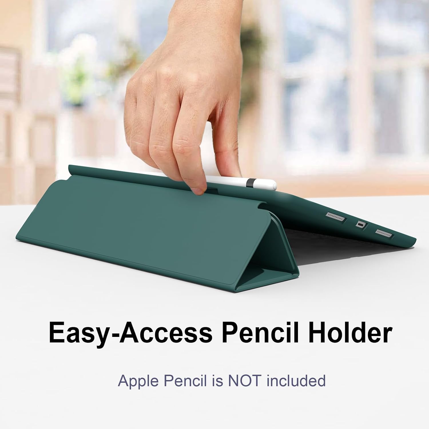 Case for iPad 10.2 2021/2020/2019, Smart Lightweight Trifold Stand Cover, Auto Sleep/Wake Soft TPU Pencil Holder Case for iPad 10.2 inch 9th/8th/7th Generation - Dark Green