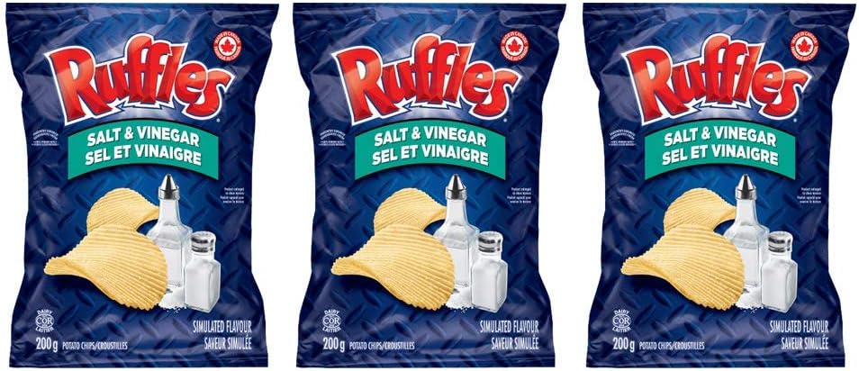 RufflesSalt & Vinegar Potato Chips 200g/7.05oz, 3-Pack {Imported from Canada}