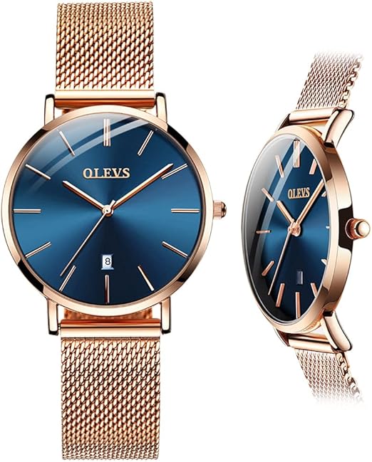 rose gold mesh strap watch