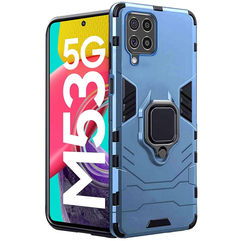 TheGiftKart Tough Armor Bumper Back Cover Case for Samsung Galaxy M53 5G | Ring Holder & Kickstand in-Built | 360 Degree Protection Back Case Cover for Samsung Galaxy M53 5G (PC & TPU | Greyish Blue) (B09Z1ZP81L) Amazon Price History, Amazon Price Tracker