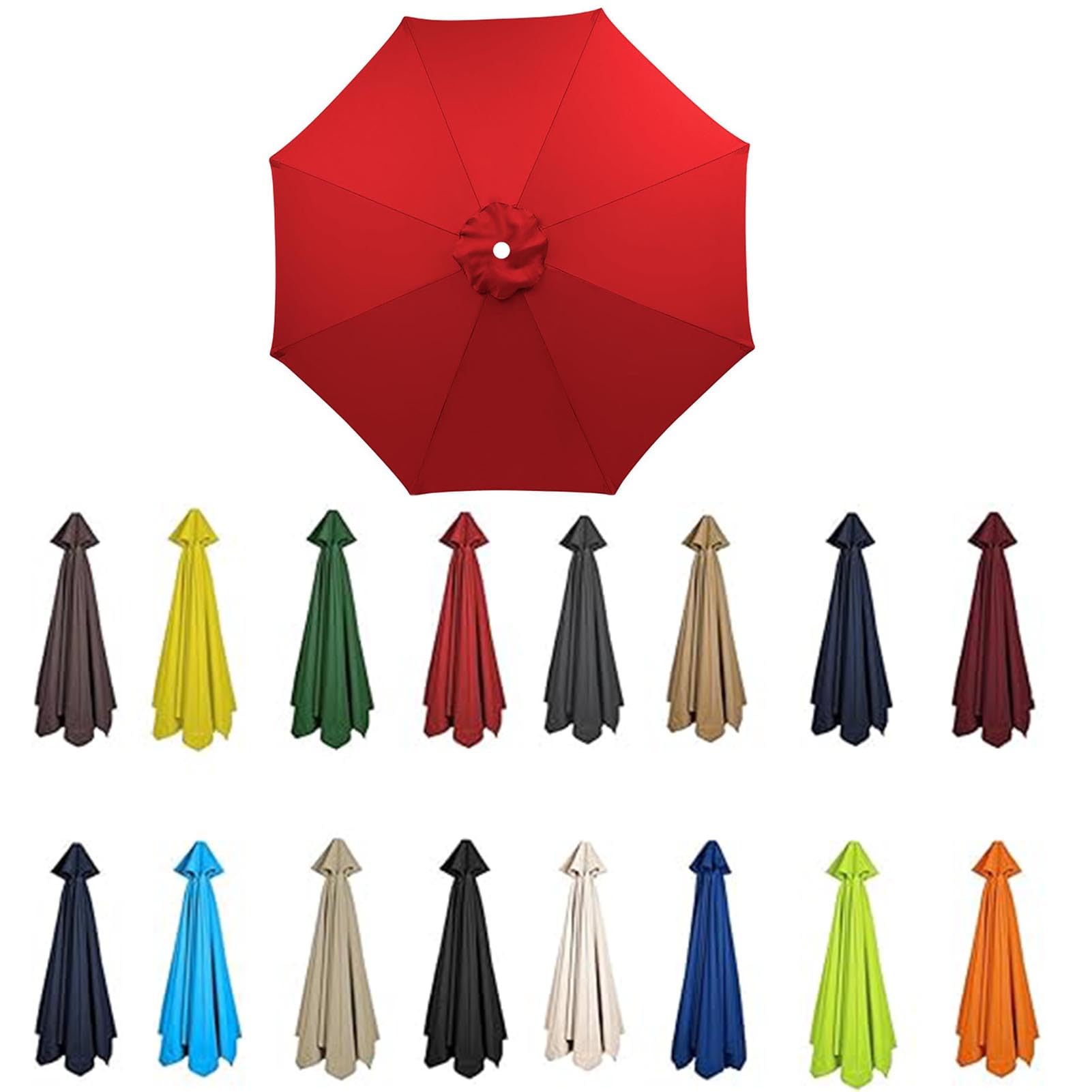 Blgvgklpnt Red 2M-3.5M Replacement Parasol Canopy, Umbrella Replacement Fabric, Upf 50+ Garden Parasol Replacement Canopy, Outdoor Replacement Fabric, 6/8 Rib For Garden Umbrella (,8Ribs:3.0m/9.8Ft)