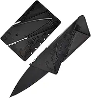Canivete Faca Cartão Dobrável de Bolso Portátil, Compacto e Leve, Lâmina Para Acampamento, Viagem, Trilha, Camping, Abrir Caixa, Pesca e Defesa Pessoal, Multiuso, Multifuncional, Profissional Aço Inox (Preto)