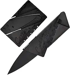 Canivete Faca Cartão Dobrável de Bolso Portátil, Compacto e Leve, Lâmina Para Acampamento, Viagem, Trilha, Camping, Abrir Caixa, Pesca e Defesa Pessoal, Multiuso, Multifuncional, Profissional Aço Inox (Preto)