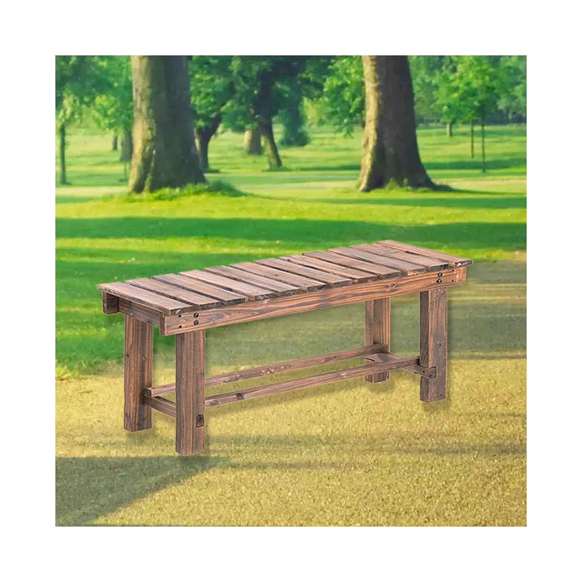 Banc de jardin en bois pour aménager un coin détente sur la terrasse