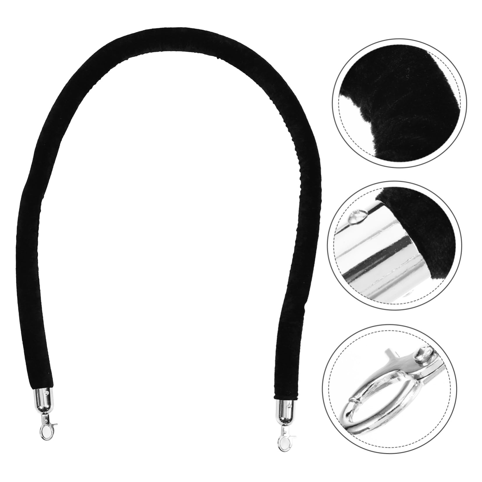 BUTIFULSIC Barrier Rope with Hook Stainless Steel Velvet Black Stanchion Rope Black Velour Rope Barrier Post Rope