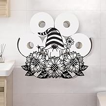 WADORN GNOME Sunflower Metallic Toilet Roll Holder, Decorative Metal Toilet Paper Storage GNOME Honey Bee for 8 Extra Rolls, Fun Freestanding Organizer