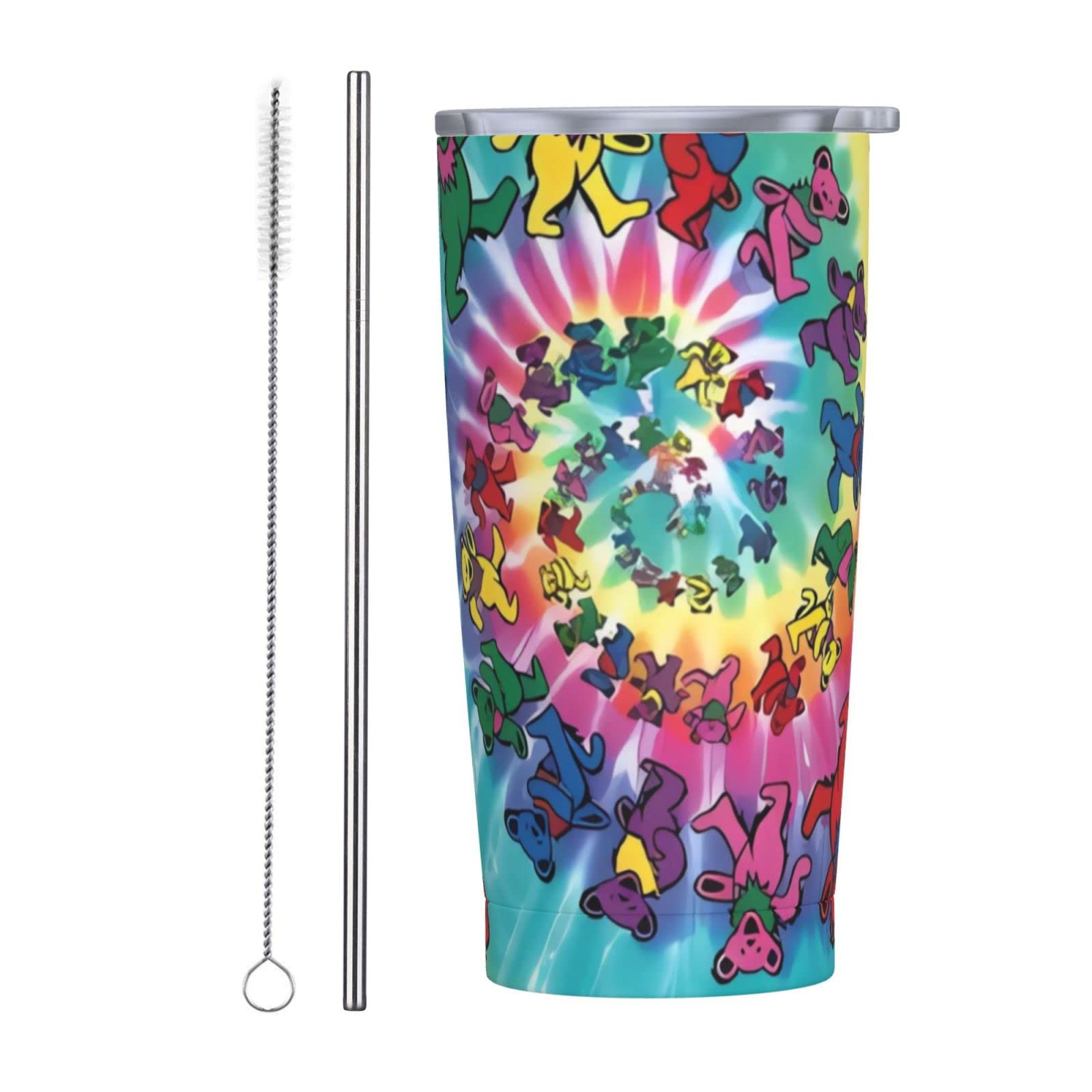 Gobelet isotherme avec couvercle étanche et paille gourde en inox 591 ml anti-fuite