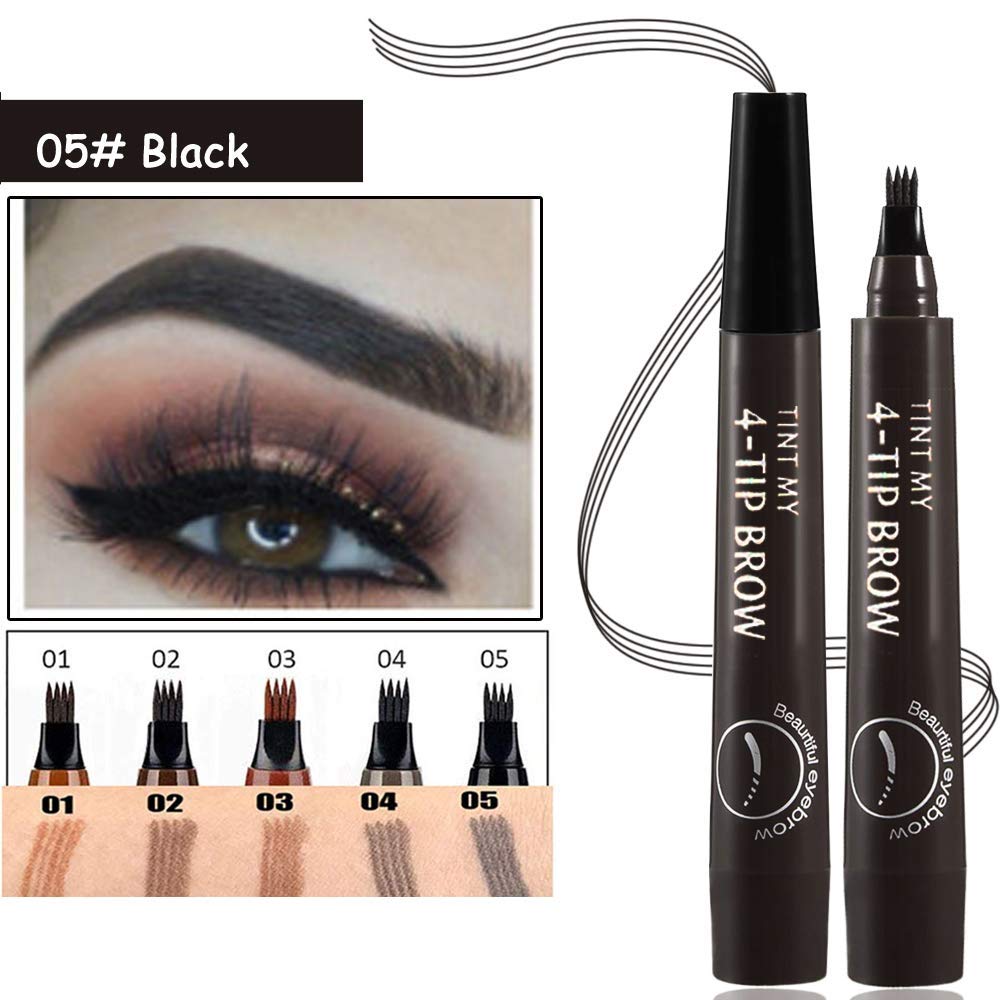 Lápiz de cejas, cejas microblading de 4 puntos, crea maquillaje duradero profesional de aspecto natural, cubre áreas escasas, pluma de cejas impermeable a diario. 3