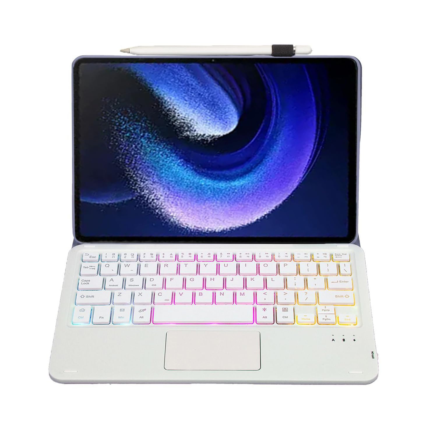 Etui z klawiaturą do Xiaomi Mi Pad 7/7 Pro 11.2" 2024, 7 kolorów podświetlenia, Odłączana Klawiatura Bezprzewodowa z Inteligentnym Touchpadem,Purple