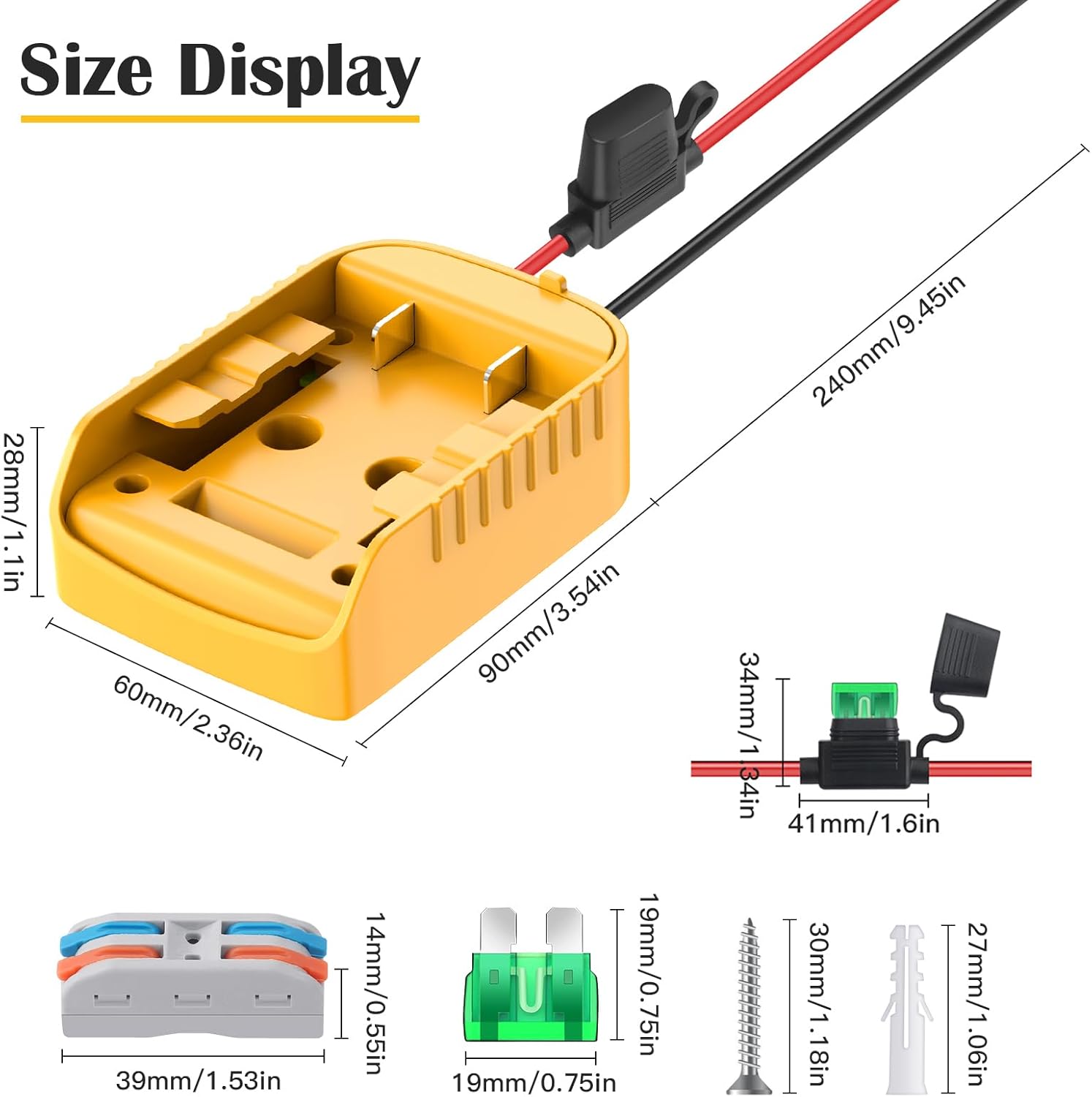 2 Packs Power Wheels Adapter for Dewalt 20V Battery Adapter Power Wheels Battery Converter Kit with Fuse & Switch & Wire Terminals, 12AWG Wire, for DIY Rc Toys and Ride On Truck - Image 6