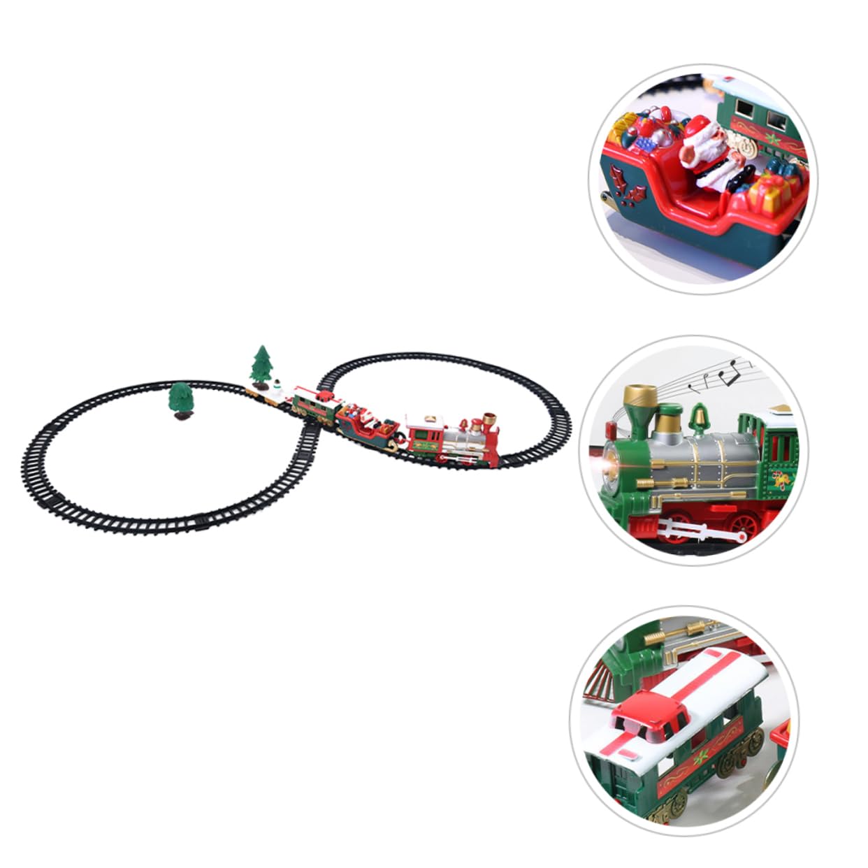 TOYANDONA Trenino Elettrico Natalizio in Plastica con Binari, Giocattolo Educativo per Ragazzo Ragazza, Promuove Creatività e Motricità Fine, Decorazione per Addobbo Festivo o Scrivania