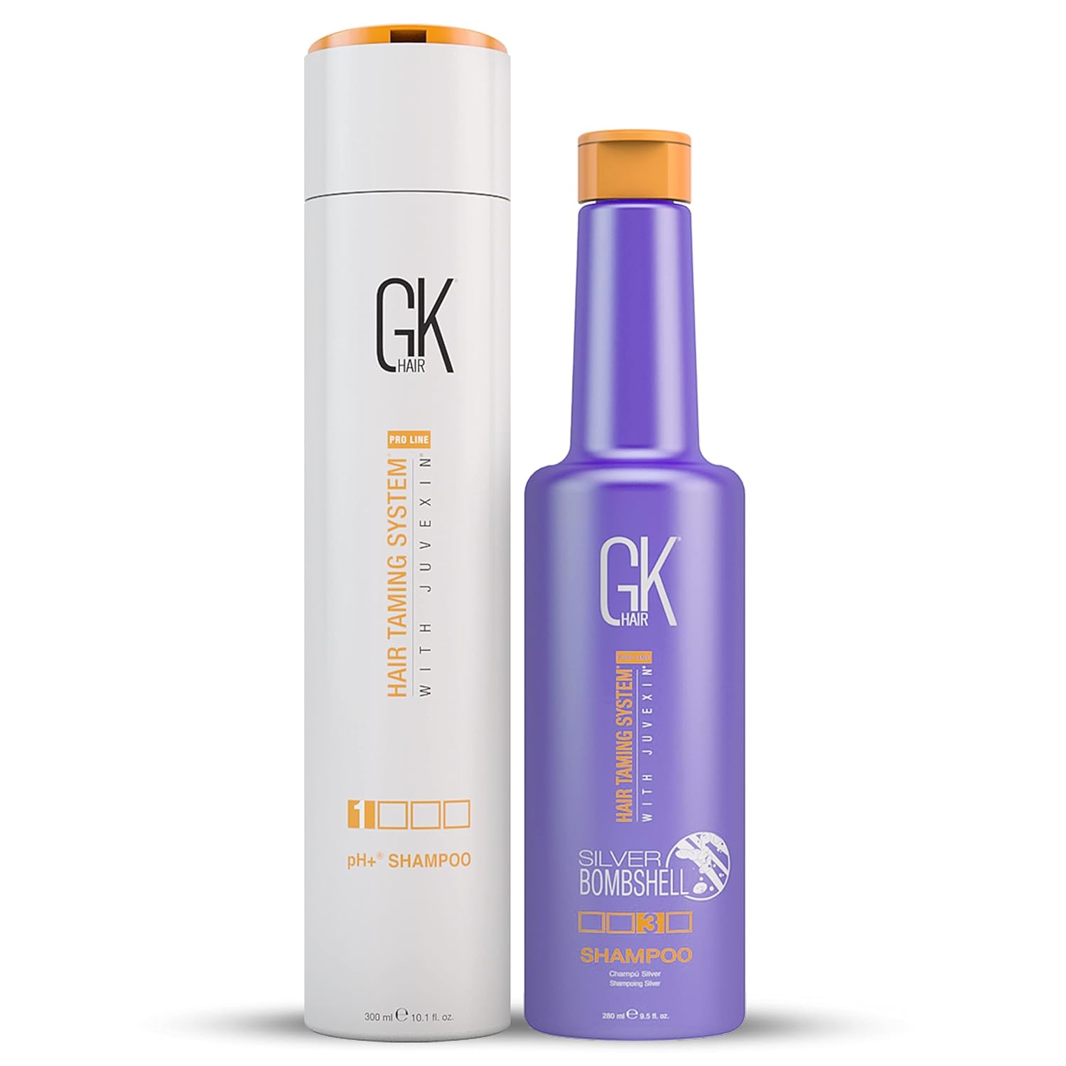 GK HAIR Global Keratin Purple Shampoo/Toner Silver Bombshell for Blonde - Clarifying Shampoo for Deep Hair Cleansing, Remove Impurities - pH+ Pre-Treatment 280ml