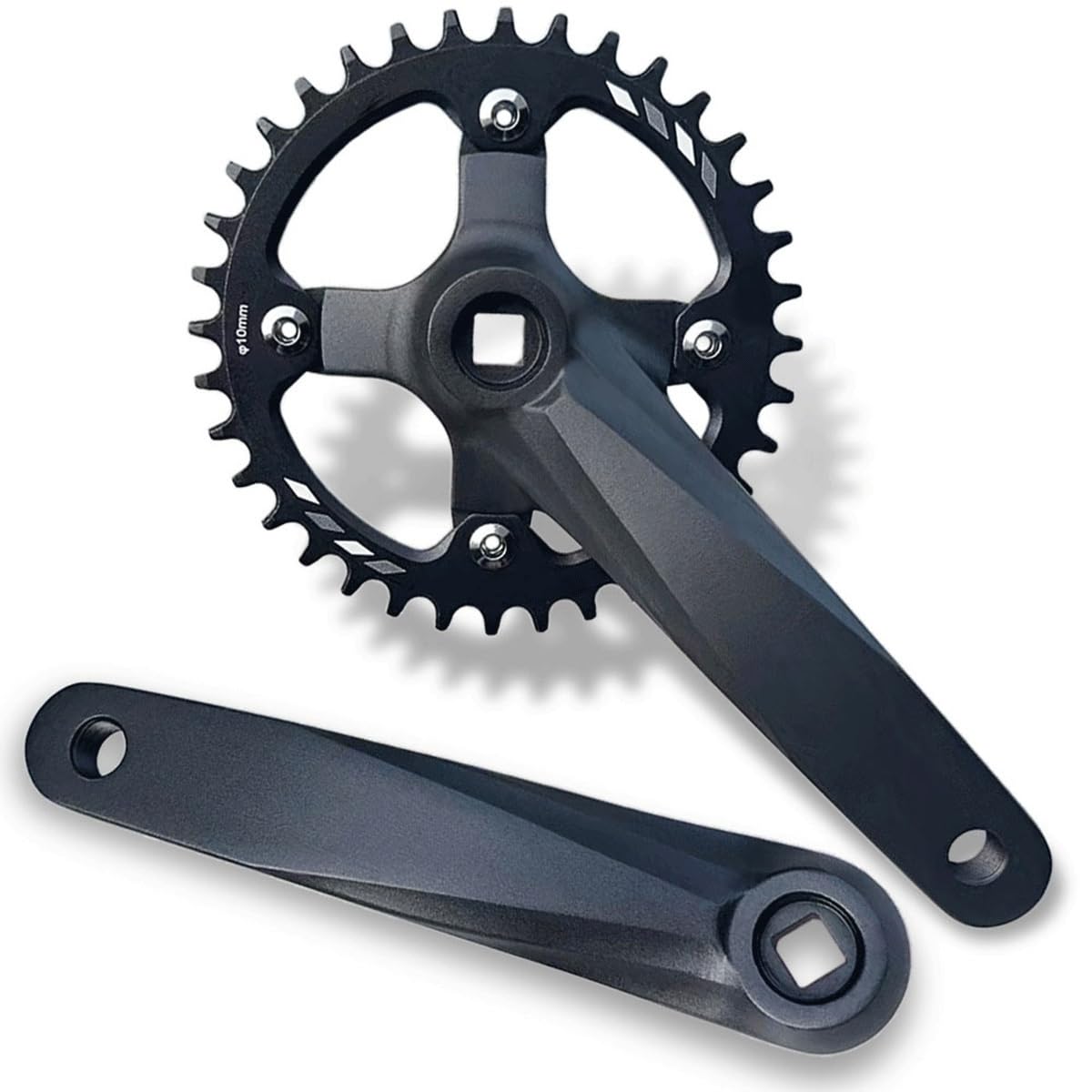 KANGXYSQ Square Taper Crankset 152mm 165mm 170mm Crank Arm Set With 32T 34T 36T 38T Narrow Wide Tooth Chainring Set Mountain Bike Aluminum Alloy Left And Right Crank(Black,34T,165mm)