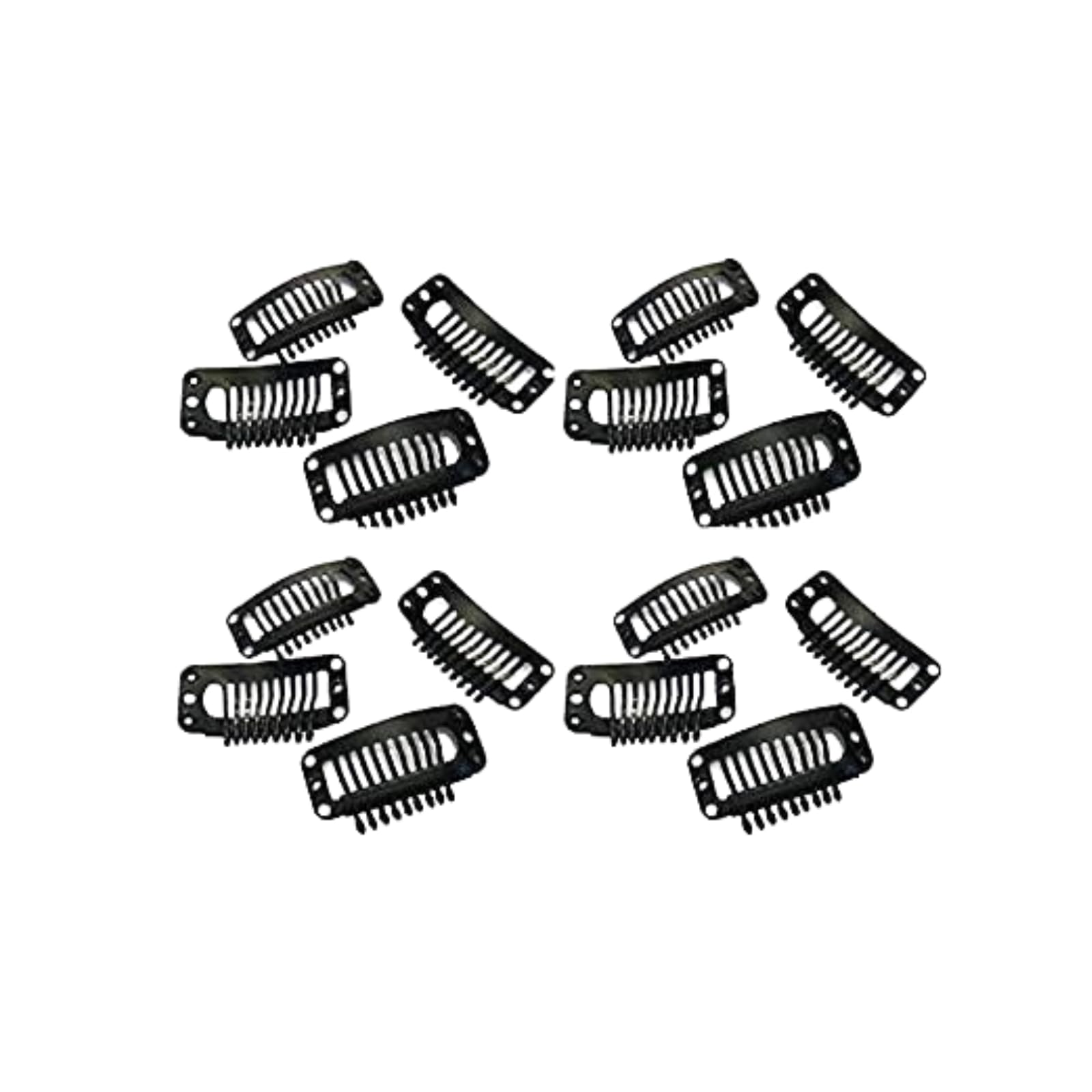 32mm Black U-Shape Snap Clips for Hair Extensions, Wefts, & Wigs | Ideal for Casual, Wedding, Party, and Festival Occasions | Unisex Black Clip (10)