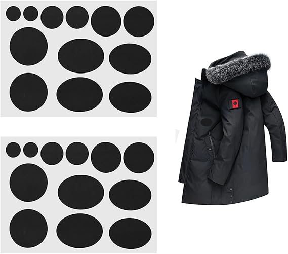 Down Jacket Repair Patch, 2 Sheets Down Jacket Repair Black Nylon