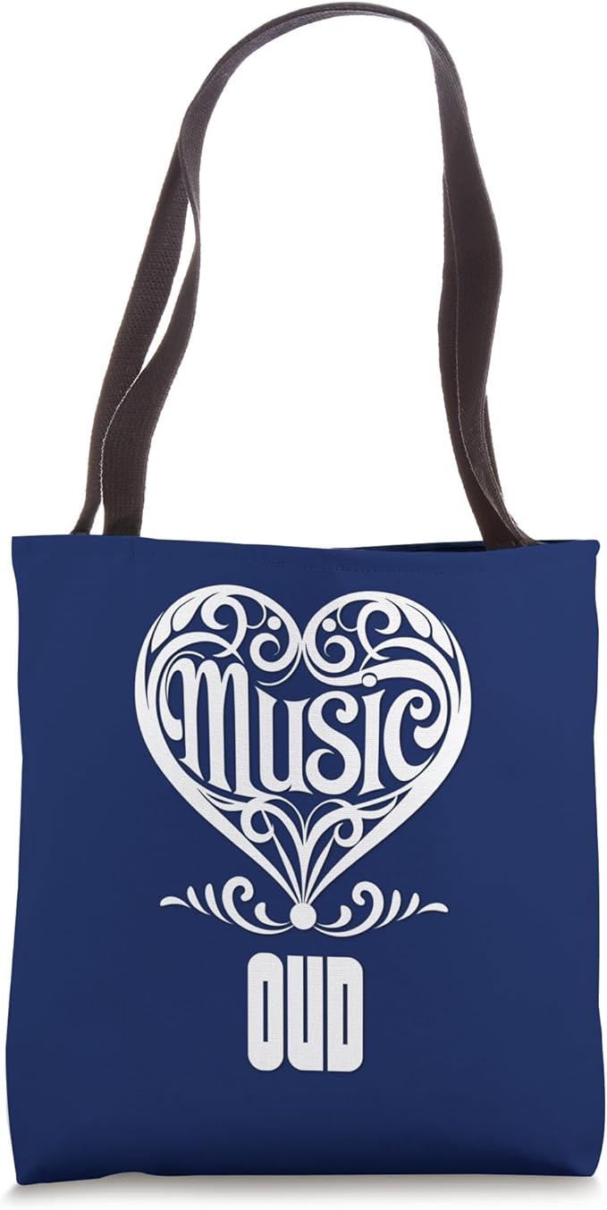 Music Lover Elegant Scrolled Heart for Oud Fans Denim Color Tote Bag