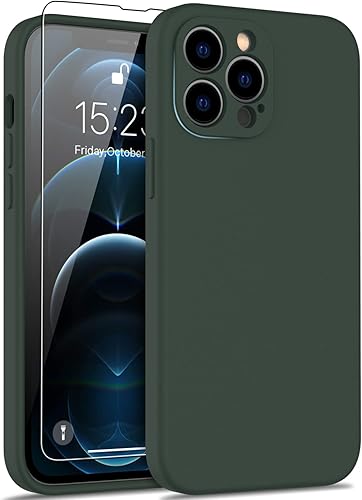 FUNMIKO Funda diseñada para iPhone 12 Pro con protector de pantalla, protección completa con cubierta mejorada para el lente de la cámara, funda