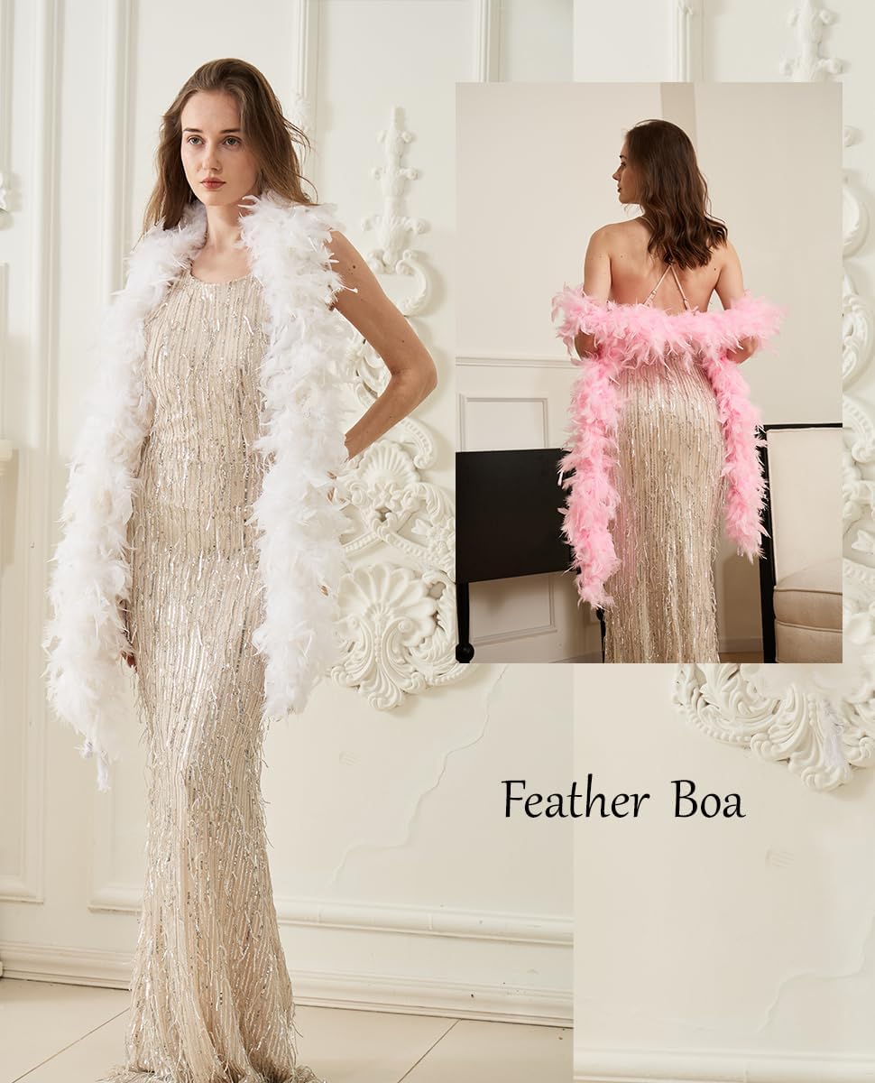 2 Yards 80g Turkey Chandelle Feather Boa for DIY Craft,Party Dancing Dress Up, Halloween Decoration - Image 6