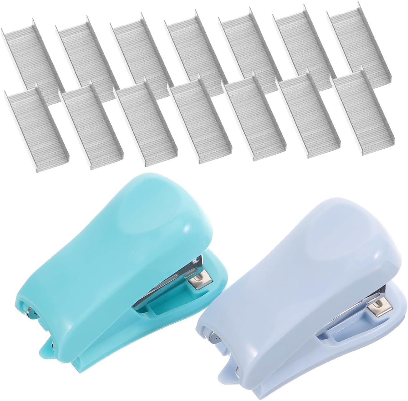 PRETYZOOM Mini Color Stapler Set 2Pcs (Blue Green) Metal Handheld Desk Staplers for Document Binding Home and Professional Use