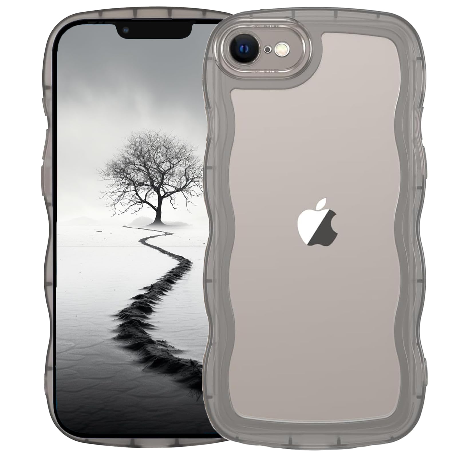 AVETUL iPhone 17e ケース クリア ウェーブ アイフォン17eケース 韓国 うねうね おしゃれ 黄ばみなし かわいい ソフトTPU 滑り止め 薄型 軽量 iPhone 17e スマホケース ワイヤレス充電対応 ストラップホール付き アイフォン 17e ウェーブ カバー （クリア/ブラック）
