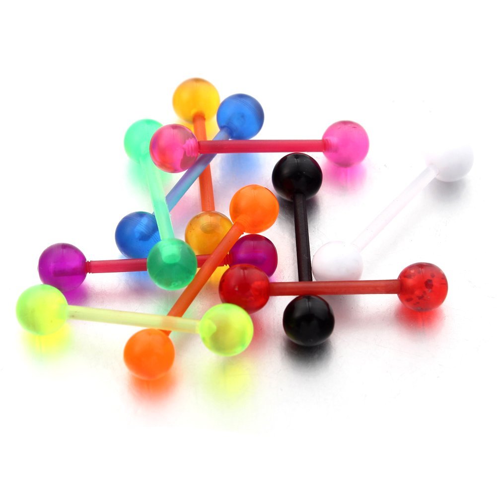 Vcmart10 piezas Flexible eje recto de la lengüeta anillo de pezón bar Barbell Body Piercing