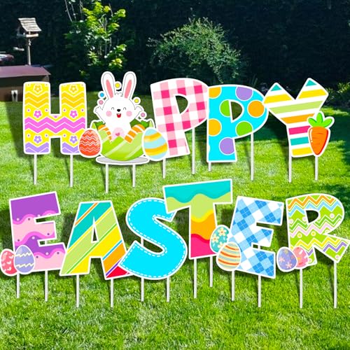 11 Pcs Easter Yard Signs Outdoor Decorations Plastic Rustic Yard