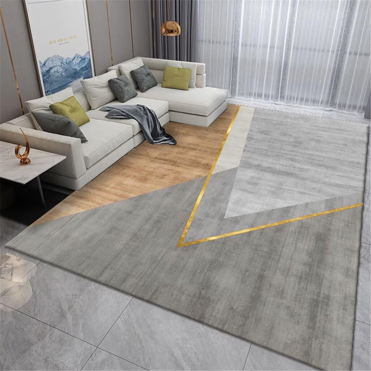 Carpette chambre fille grise et jaune pour une ambiance cocooning