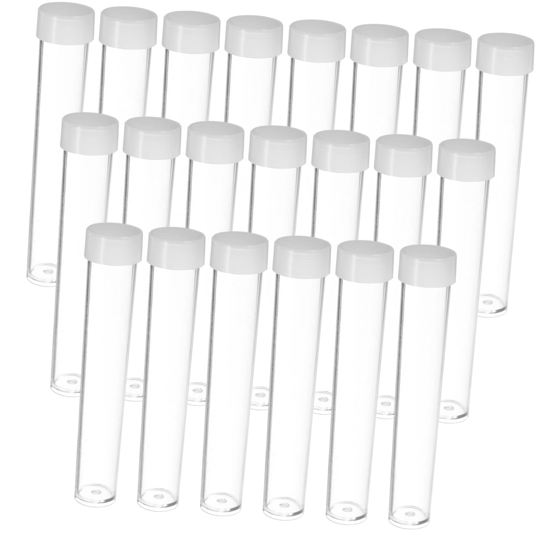 IWOWHERO Plastic Storage Tubes Caps 30pcs Clear Plastic Round Containers Bead Storage Jars