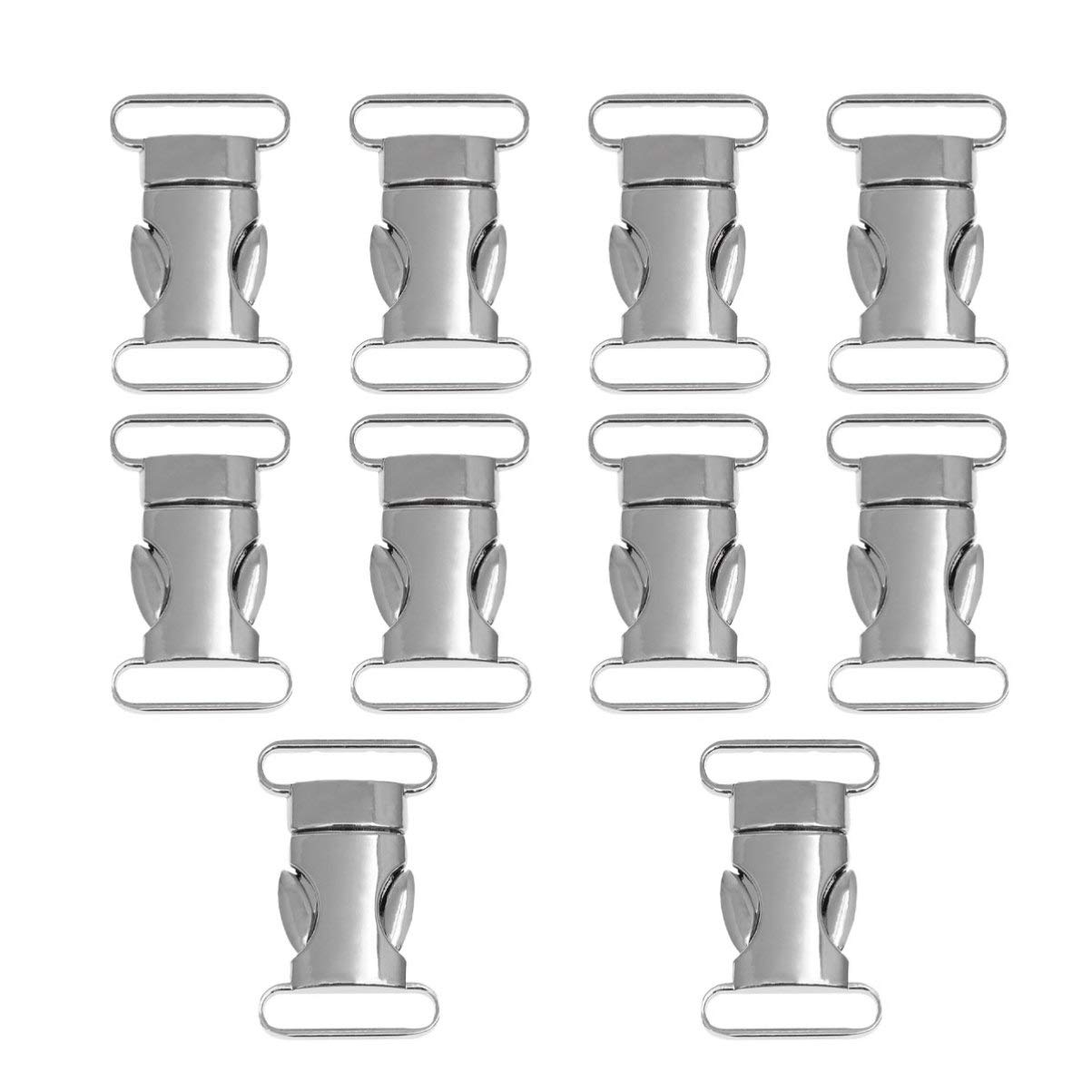 ULTECHNOVO 10pcs 20mm Metal Safety Buckle Adjustable Quick Side Release Buckles for Buckle Webbing Survival Bracelet Buckle Straps Outside Daily Use