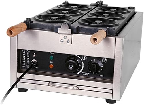 Commercial Electric Waffle Maker Stainless Steel Body 50-250 Temperature Control Timer Indicator Lights Compact Waffle Machine for Breakfast Lunch