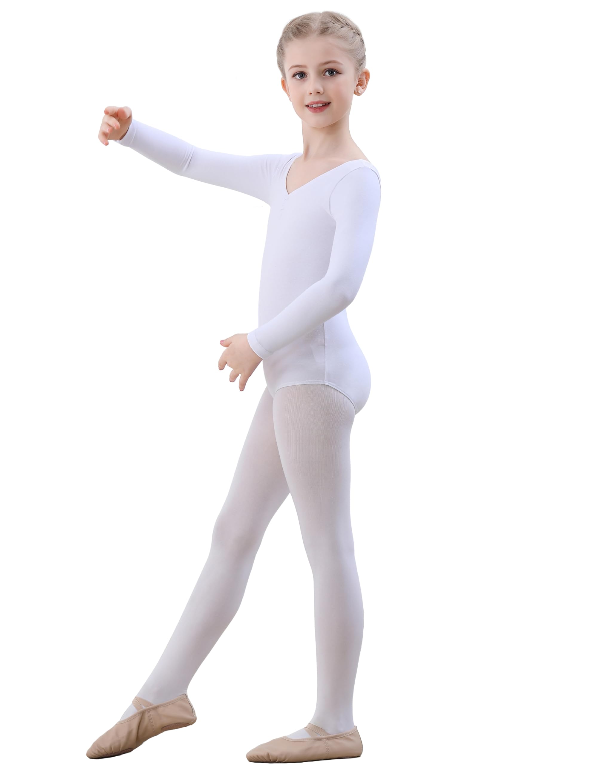 Maillot de Ballet Danza para Niña Traje Leotardo Clásico Manga Larga Actuación