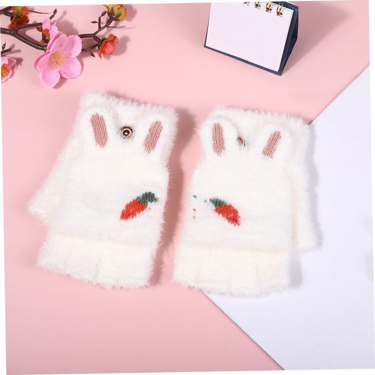 Didiseaon Gloves Flap Cover Boys and Girls Thermal Gloves for Cold Cartoon Design for Mobile Use