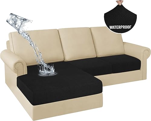 Miniatura 19 de HDCAXKJ Fundas de cojines de sofá seccional 100% impermeables, 8 piezas, funda seccional en forma de L, funda elástica para asiento de sofá chaise,