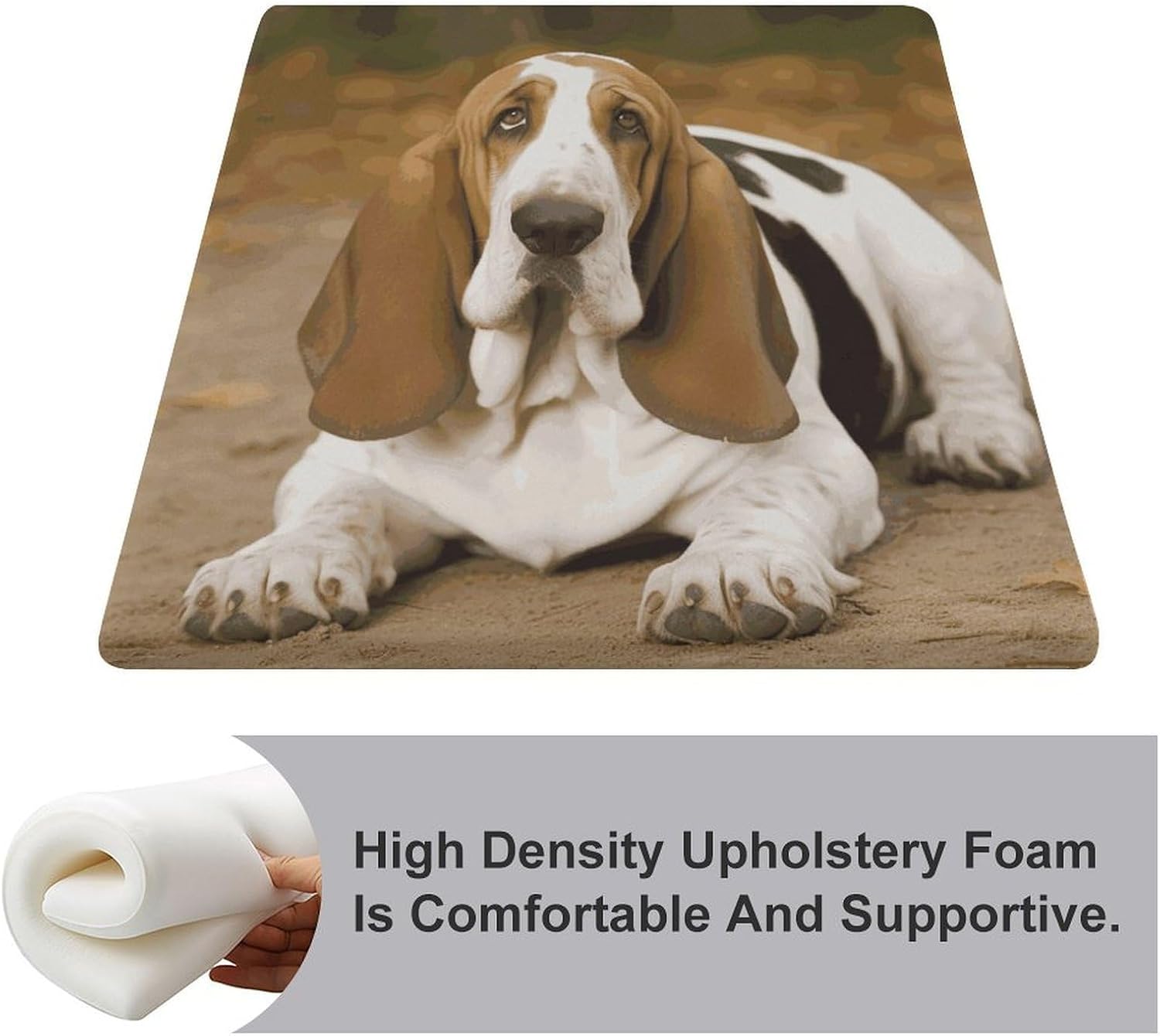 Basset Hound Chair Cushion Floor Pillow Stool Cushion | Cushions with Removable Cover with Square Memory for for Chair Living Room Balcony Office Sofa,13.8*15*1.2 Inch
