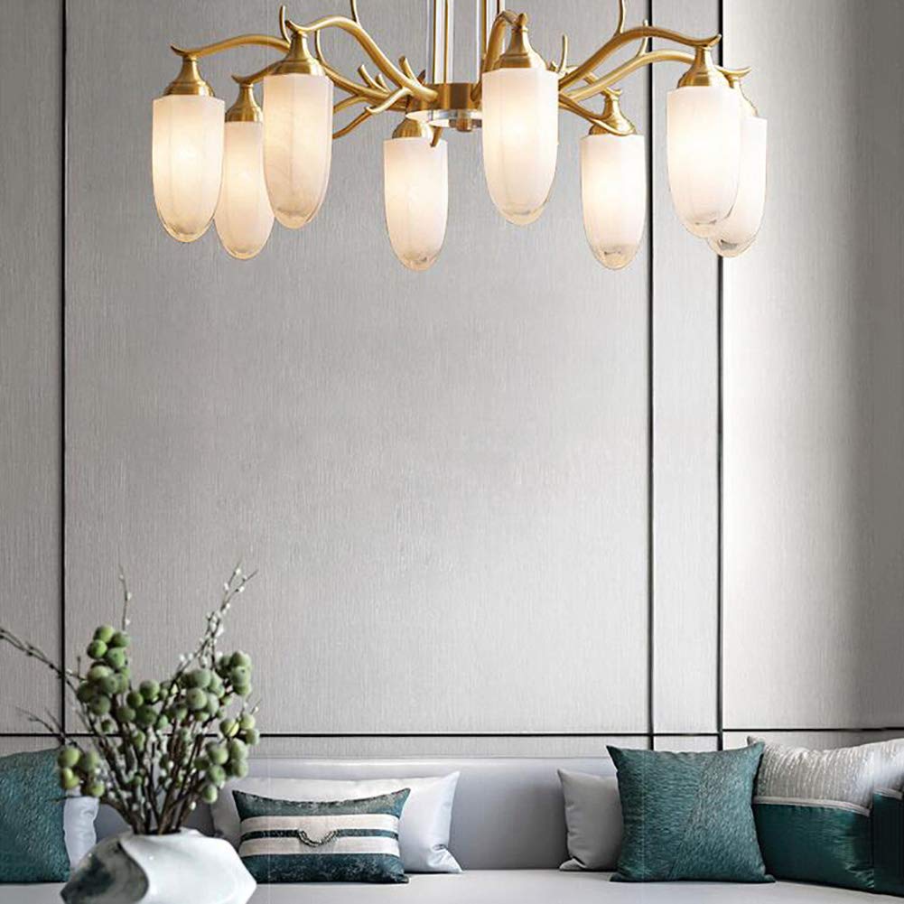 Salon Salle à Manger Lampes De Chambre à Coucher,E14 Tout Cuivre Nordic Light Crystal Chandelier Lighting,Simple Moderne Branche Originale Italienne Pendant Lighting-Cuivre 8 têtes
