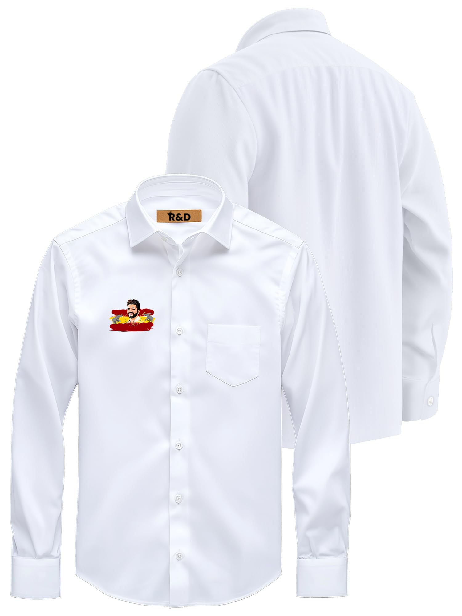 Men’s Stylish Premium White Cotton Shirt with Back Print Men Branded White Shirts for Man Regular Fit Trending Shirt for Men Formal Casual Wear