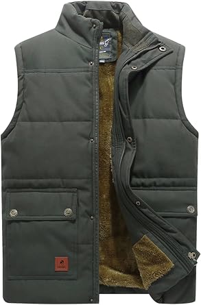VtuAOL Mens Outerwear Vest for Men Winter Puffer Vests Fleece Lined Outdoor Warm Sleeveless Jackets